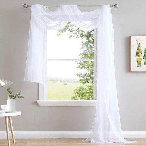 Écharpes de fenêtre transparentes blanches 216 pouces extra longues, rideaux d'écharpe de lit à baldaquin texturés en voile doux pour les conceptions d'événements/décoration intérieure, 60 pouces de l (1/3)