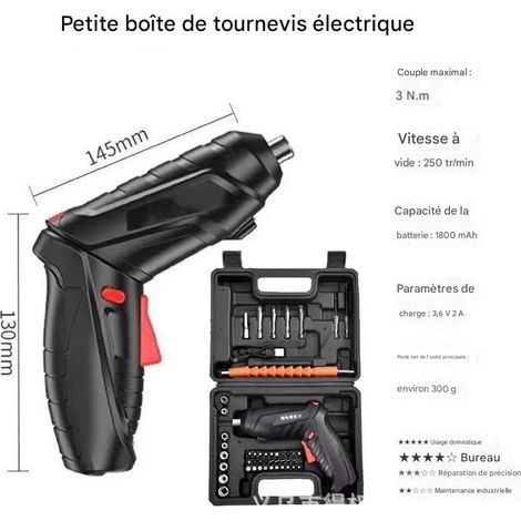 Tournevis électrique rechargeable 3,6 V - Coffret d'outils 47 pièces - Performance et autonomie exceptionnelles-Petit (1/5)