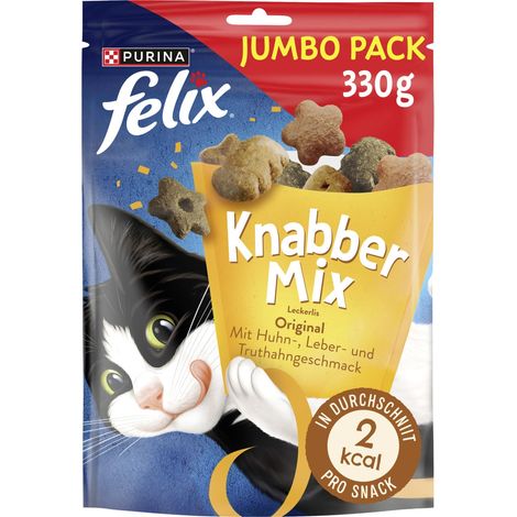 Felix KnabberMix Katzensnack Original mit Huhn, Leber & Truthahn 330 g Katzensnack