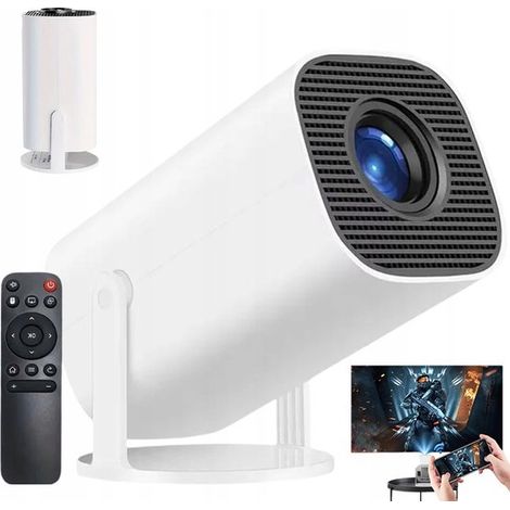Miniproyector，Proyector Bluetooth WiFi 5G，2+16 GB de RAM，1080p，Ángulo de visión ajustable de 180° y corrección trapezoidal automática，Blanco (1/5)