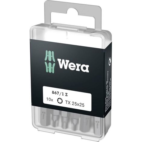 Wera 867/1 Z DIY SiS 05072409001 Inserto Torx T 25 Acciaio per utensili legato, duro D 6.3 10 pz.
