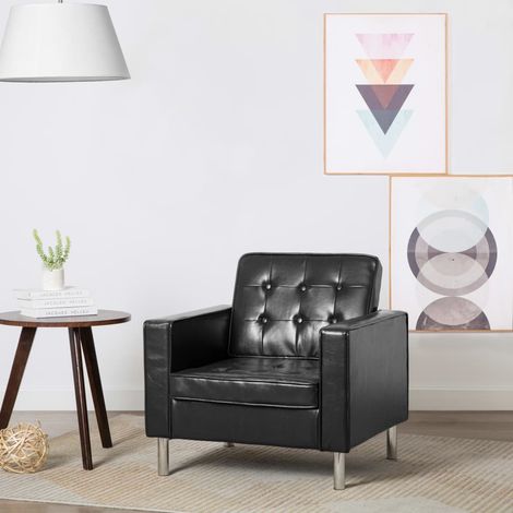 Fauteuil Chaise de Salon - Fauteuil design Noir Similicuir Chic-291737 (1/5)