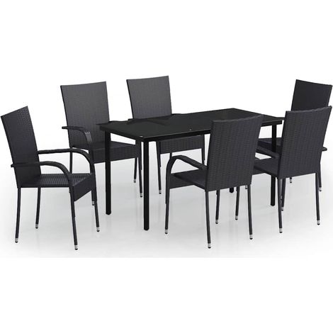 Maison Exclusive - 7-tlg. Garten-Essgruppe Schwarz (1/5)