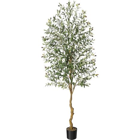 Olivier Artificiel 210cm en Pot Fausse Plante Verte Décoration pour Intérieur Extérieur Maison Chambre Salon Balcon Cour Jardin