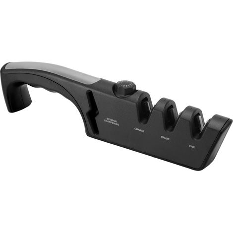 Affûteur de couteaux diamant noir ergonomique multifonctionnel réglable à 3 niveaux, outil de cuisine noir (1/5)