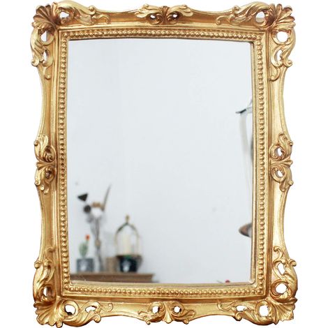 Miroir décoratif Vintage 27,9 x 24,1 cm, Miroir de Maquillage Mural et de Table, carré doré Antique (1/5)