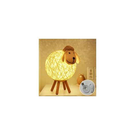 Veilleuse LED petit mouton en rotin, lampe chevet enfant, interrupteur poussoir, classe A++ –