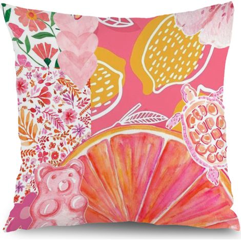 Housses de coussin fleurs printemps été, décoration salon jardin style rustique,40×40cm (1/5)