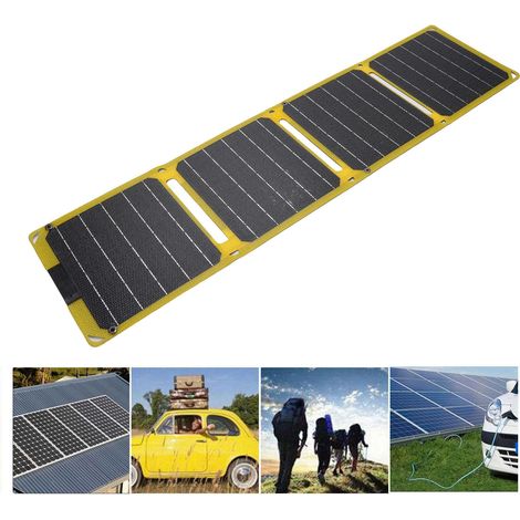 Cargador solar plegable, panel monocristalino ETFE de 40 W, 4 capas, ultradelgado, dos puertos USB-C, para camping, viajes, portátil. (1/5)
