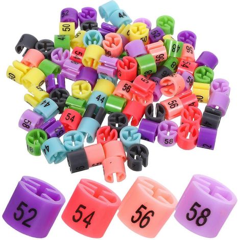 80 anneaux de taille en plastique, étiquettes de taille colorées pour cintres et vêtements, séparateurs pour présentoirs et rangements de placards. (1/5)