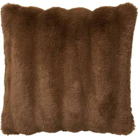 Lærke coussin décoratif 45×45 cm imitation fourrure brun. (1/3)
