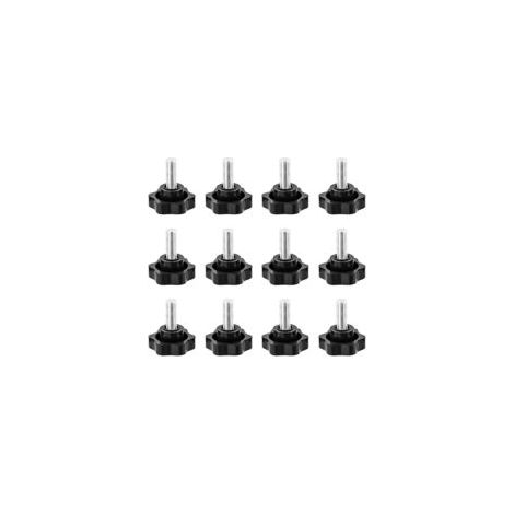 Set mit 12 gerändelten, sternförmigen M8-Klemmknöpfen mit Präzisionsgewinde, geeignet für Maschinen, Heimwerkerprojekte und Werkstätten. – Crezuo