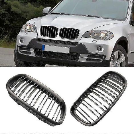 Frontstoßstangen-Lufteinlassgitter (Nieren) in Hochglanzschwarz für BMW E70 E71 X5 X6 (2007–2013) – Mattschwarz, 2-reihig