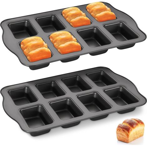 Praktisch für Zuhause: 2er Mini Kastenform 8-fach antihaftend Karbonstahl 36x24cm, für vielseitige Anwendungen (1/5)