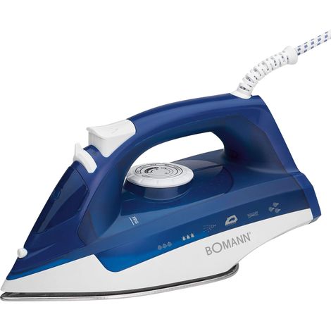 Bomann Dampfbügeleisen Db 6004 CB-Ferro da Stiro a Vapore con 7, Suola Speciale in Acciaio Inox, Regolazione Continua della Temperatura, Funzione autopulente commutabile, Bianco/Blu (1/4)