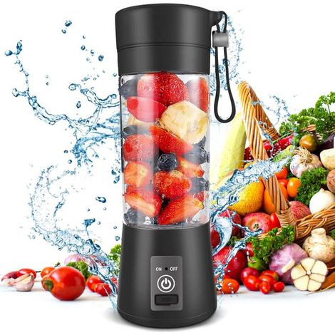 Wiederaufladbarer, tragbarer USB-Standmixer, 6 Edelstahlklingen, leistungsstarkes Mahlwerk, kompakter Stabmixer für Smoothies und Shakes (SKU: 95995177 lehua25.4.24-1.5) (1/4)