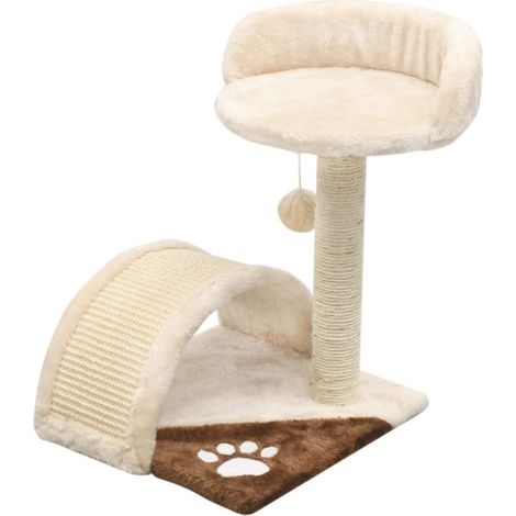 Tiragraffi per gatti nicchia peluche in sisal 40 cm beige e marrone 3702226