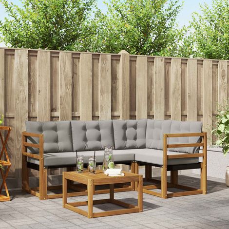 Outdoor-Sofagarnitur mit Kissen 5 pcs Natürlich und Hellgrau