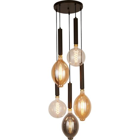 Pendelleuchte Hängelampe Deckenlampe Metall Schwarz Höhenverstellbar H 120 cm (1/3)