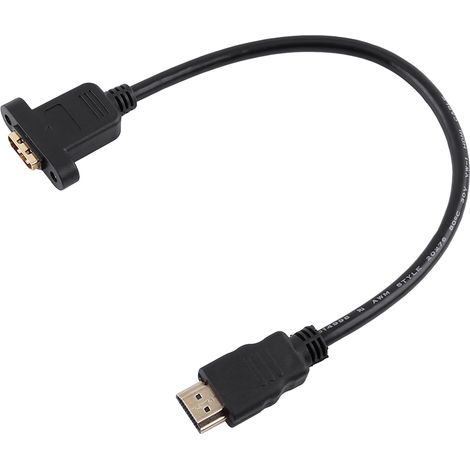 Adaptateur HDMI mâle vers femelle type A avec câble de rallonge 30 cm et trous de vis (1/5)