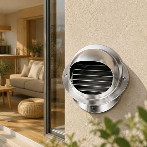 Chapeau de Ventilation Inoxydable 304 Poli 80 mm Anti-Pluie Mur Exterieur 12 x 7,5 x 3,5 cm