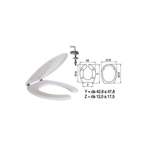 SEDILE WC IN TERMOINDURENTE PER DISABILI HELP BIANCO coprivaso copriwater CERNIERE INOX SANIPLAST