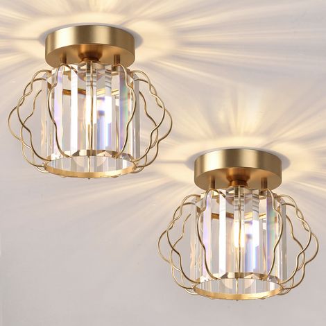 HOMCOM Crystal Ceiling Light Fixtures, Ceiling Lighting, 2 Pack, Gold Tone (1/5)
