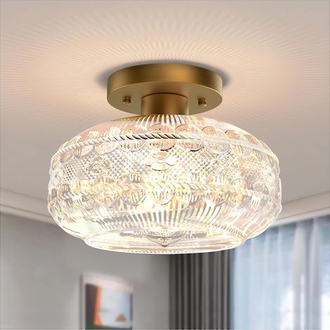 Plafonnier 110 V,ampoule non incluse,globe en verre proche du plafonnier, suspension d'intérieur vintage (1/5)