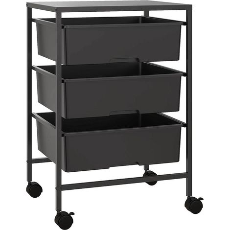 Desserte à roulettes chariot de rangement 3 niveaux cadre en acier laqué pour cuisine et intérieur (1/5)