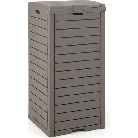 COSTWAY Pattumiera per Rifiuti Esterno e Interno 117,5 L, Contenitore per Raccolta Differenziata Impermeabile con Coperchio a Doppia Chiusura e Vassoio Estraibile per Liquidi (Marrone) (1/5)