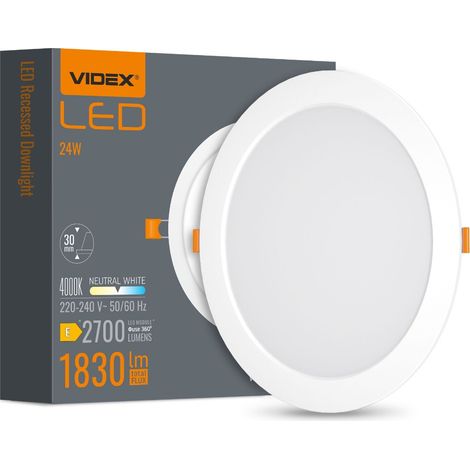 Einbauleuchte weiß rund 29 cm eingebaute LED 24W DownLight Videx 4000K 2700lm