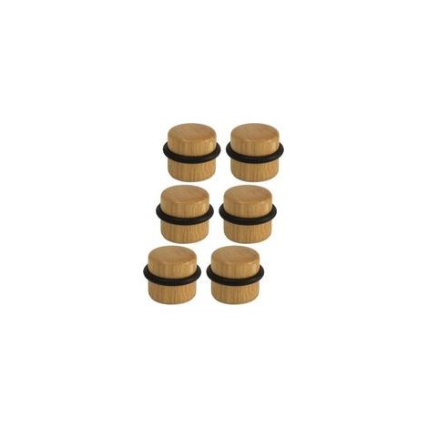 Arrêts de Portes - Butée de Porte Adhésive en Bois pour Sol - Butoirs de Porte Protection de Portes et Murs - Pack 6 unités (Bois de Sapelli) (1/3)