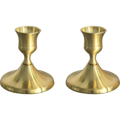 Lot de 2 bougeoirs vintage en laiton dore fabriques a la main, bougeoirs decoratifs pour mariages, repas, centres de table, fetes, Noel et decoration d'interieur (1/5)