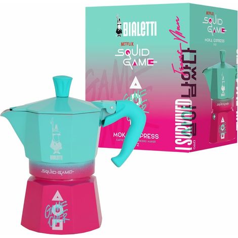 Caffettiera Bialetti Squid Game Moka Verde, Rosa, Bianco (1/4)