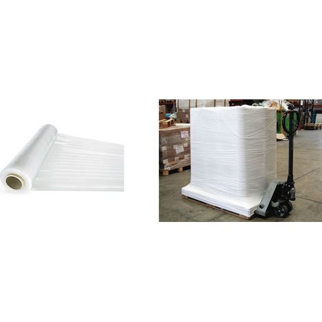 Film estensibile bianco 1pz pellicola 2.2kg nastro imballaggio manuale h 50cm (1/3)