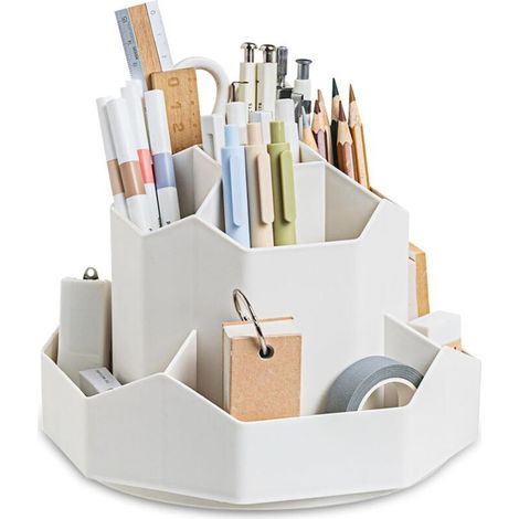 Organizzatore da scrivania girevole a 360° con 9 scomparti: portapenne versatile per penne, trucchi e materiali per il fai da te.