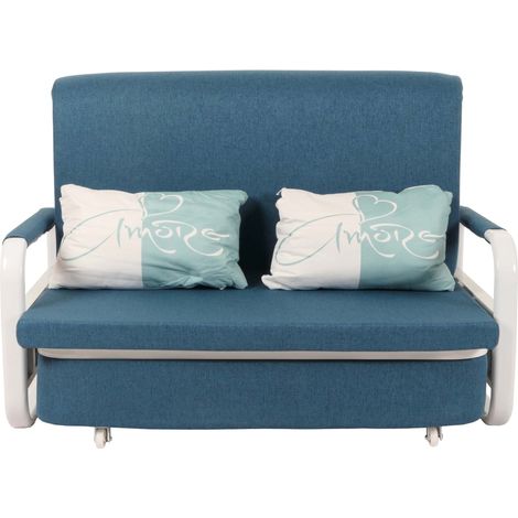 [NEUWERTIG] Schlafsofa HHG-525, Schlafcouch Couch Sofa, Schlaffunktion Bettkasten Liegefläche, 130x185cm Stoff/Textil dunkelblau