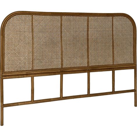 Headboard in dark rattan and cane, W 160 x D3 x H110cm