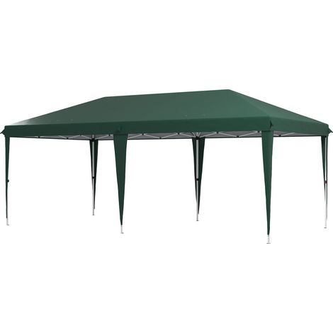 Tonnelle 6x3 m avec hauteur réglable 3 niveaux, cadre acier anti-UV vert, sac de transport