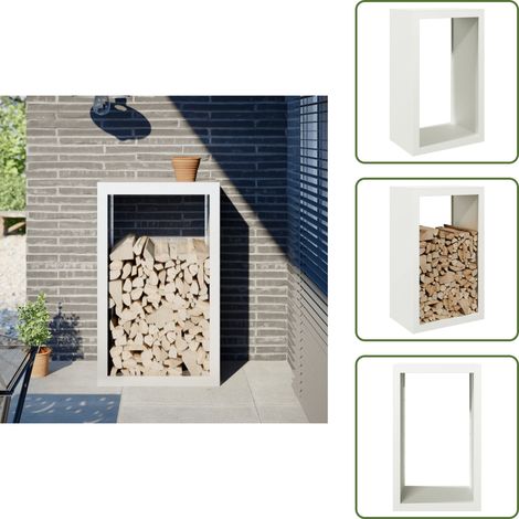 vidaXL Portant de bois de chauffage blanc 60x40x100 cm acier (1/5)