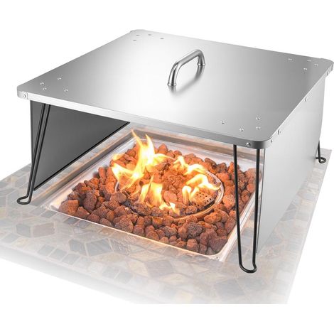 Pour feu de camp, chaleur mieux diffusée avec ce déflecteur pour brasero, carré avec 4 pieds pliables (1/5)