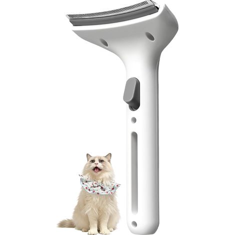 Cat Grooming Brush, Dog Hair Removal Comb with Realease Button, Pet Flea Comb for Grooming and Massage (White) (1/5)