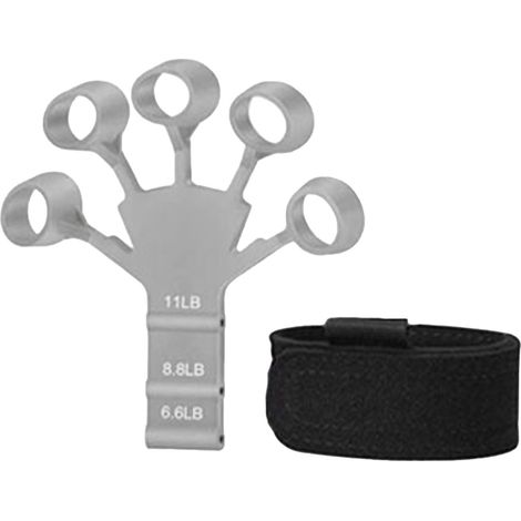 Étire-doigts en silicone gris avec sangle ajustable, extenseur de main pour renforcer la flexion et l'extension des doigts, entraînement de la force de préhension. (1/5)