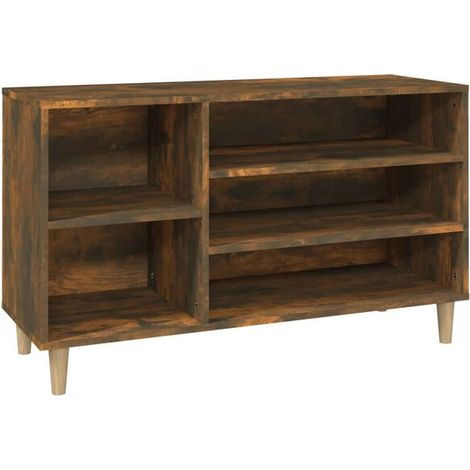 Meuble à chaussures, chêne fumé, 102 x 36 x 60 cm, bois d'ingénierie (1/5)