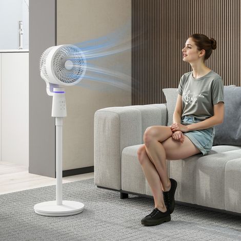 Ventilateur circulateur d'air oscillation réglable à 70°+90°, télécommande, minuterie 7H, 3 vitesses, blanc