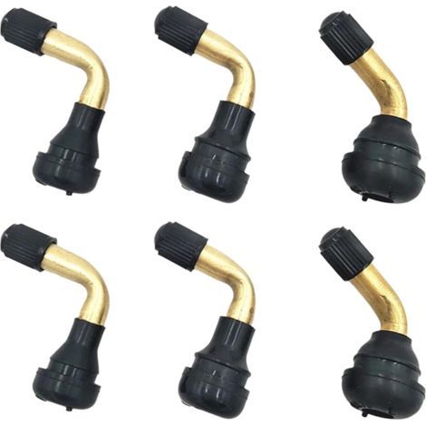 Tubeless Motorcycle Valves, 6 Pieces 90 Degree Angle Valves, Tire Valve, Motorcycle Tire Valve, Brass Snap-In Stem, Tubeless Tire Valve with Good Sealing and Durability (1/4)