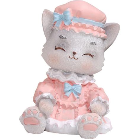 Tirelire Chat Rose en Résine, Boîte à Monnaie Décorative pour Filles (1/5)
