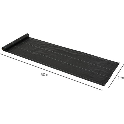 Toile de couverture en PP (polypropylène) 50 x 1 m avec un excellent drainage et une excellente respirabilité (pour potagers, serres et jardins, noire) (1/5)