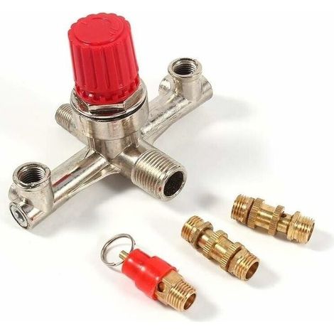 Accessoire Compresseur à Air, Compresseur D'air en Alliage à Tube de Sortie Double, Accessoires de Soupape de Régulation de Pression avec Petit Support de Compresseur D'air (1/5)