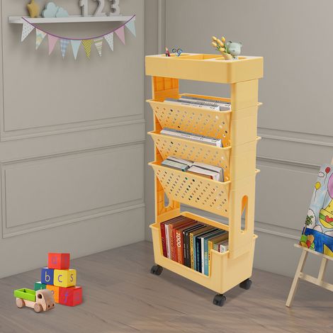 Étagère de rangement, étagère à livres, étagère de rangement à roulettes, étagère à livres mobile 15 x 37,5 x 78 cm (1/5)